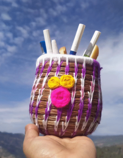 Handmade Pirul pen stand from pine needle